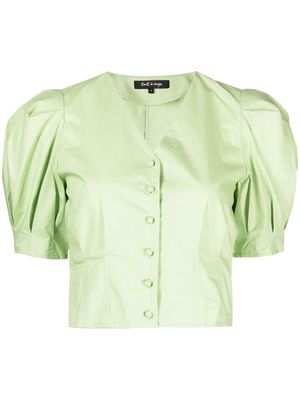 tout a coup puff-sleeves cropped blouse - Green