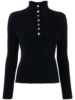 tout a coup ribbed button-up jumper - Black