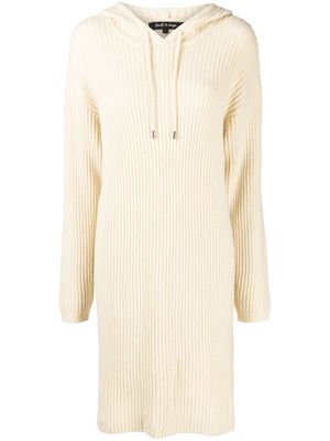 tout a coup ribbed-knit hooded dress - Neutrals