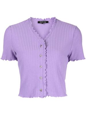 tout a coup ribbed-knit ruffled-detail cardigan - Purple