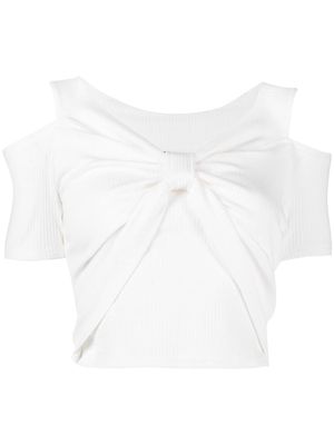 tout a coup ribbed off-shoulder cropped top - White