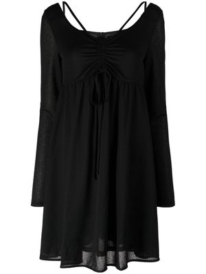 tout a coup ruched-detail long-sleeve minidress - Black