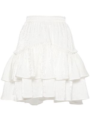tout a coup ruffled velour miniskirt - White