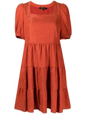 tout a coup square-neck tiered mini dress - Orange