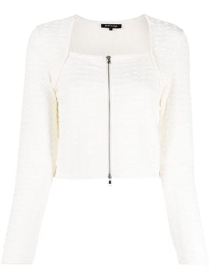 tout a coup square-neck zip-up cardigan - White
