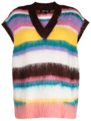 tout a coup striped brushed-effect V-neck vest - Multicolour