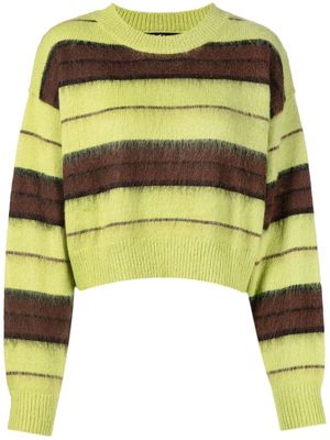 tout a coup striped cropped mohair jumper - Green