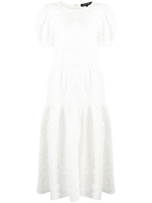 tout a coup textured top and skirt set - White