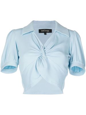 tout a coup twisted-front cropped top - Blue