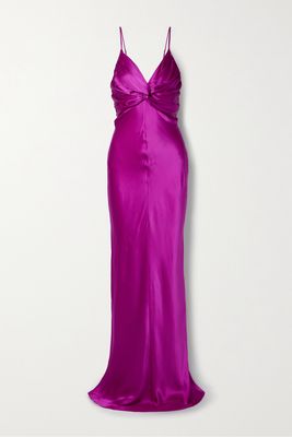 TOVE - Athena Twist-front Silk-satin Maxi Dress - Purple