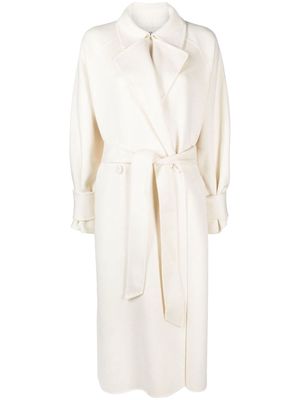 TOVE Pia belted-waist coat - White