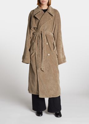Towelling Belted Long Trench Coat