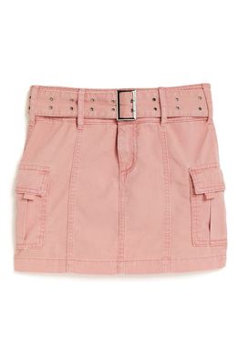 Tractr Belted Cotton Cargo Skirt in Rose Tan