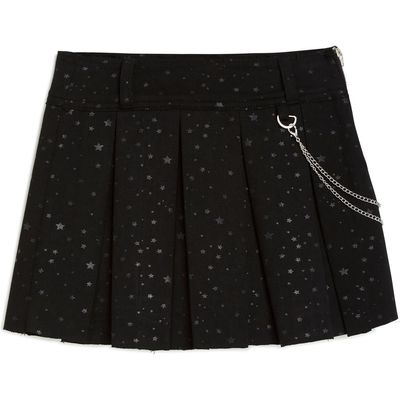 Tractr Kids' Coated Star Pleated Ponte Skort in Black 