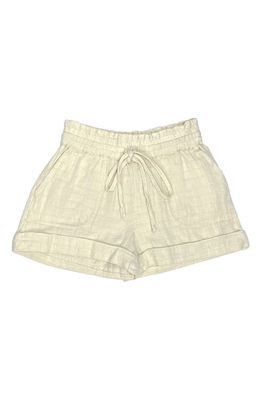 Tractr Kids' Cuff Drawstring Shorts in Cream