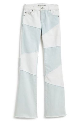 Tractr Kids' Patchwork Flare Jeans in Indigo White