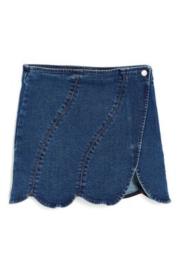 Tractr Kids' Scallop Hem Denim Skirt in Dark Indigo 