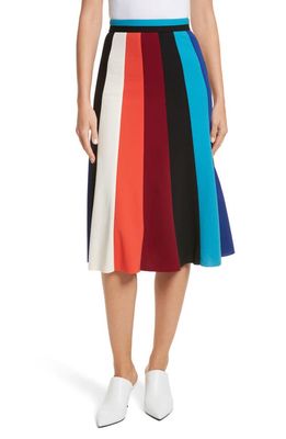 Tracy Reese Colorblock Stripe Flared Skirt in Multi