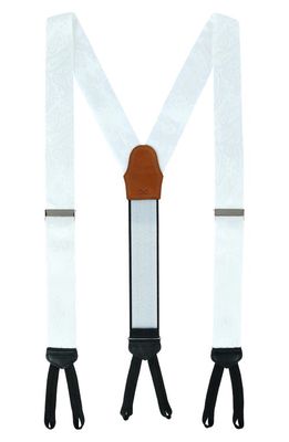 Trafalgar Banbury Paisley Silk Suspenders in White