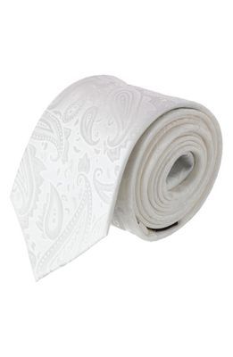 Trafalgar Banbury Paisley Silk X-Long Tie in White 