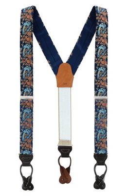 Trafalgar Bird of Prosperity Silk Suspenders in Navy