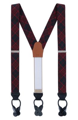 Trafalgar Kincade Red & Blackwatch Plaid Silk Suspenders in Red Plaid