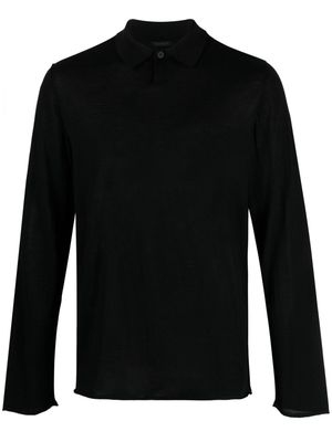 Transit distressed-effect fine-knit polo shirt - Black