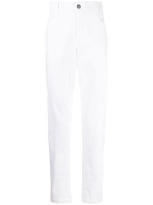 Transit logo-patch cotton tapered trousers - White