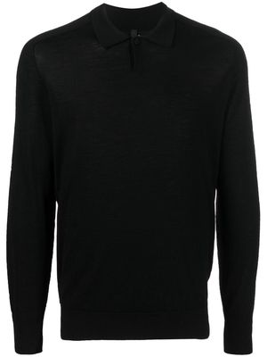 Transit long-sleeve knitted polo shirt - Black