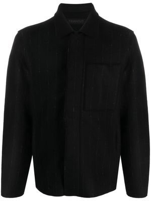 Transit pinstriped virgin-wool shirt jacket - Black