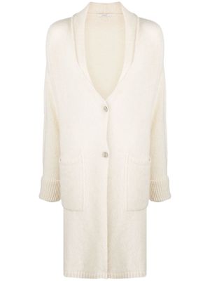 Transit shawl-collar textured-knit cardi-coat - White