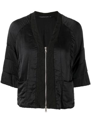 Transit short-sleeve silk bomber jacket - Black