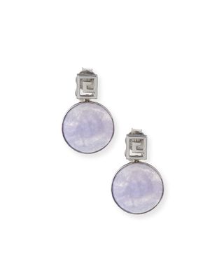 Translucent Lavender Jade Bezel Drop Earrings