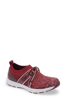 TRAQ by Alegria Alegria Qool Water Resistant Knit Sneaker in Vino Multi Leather