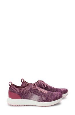 TRAQ by Alegria Peaq Knit Sneaker in Plum Fabric