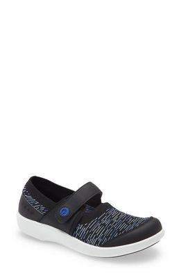 TRAQ by Alegria Qutie Mary Jane Flat in Blue Dash Leather 