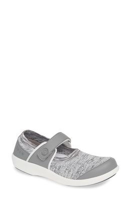 TRAQ by Alegria Qutie Mary Jane Flat in Soft Grey Leather 