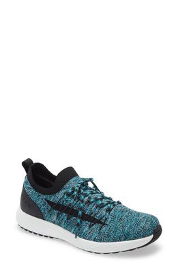 TRAQ by Alegria Synq 2 Knit Sneaker in Turquoise Leather