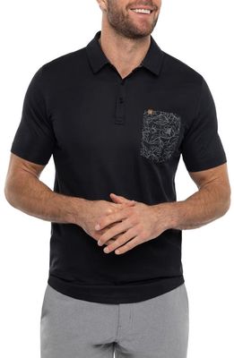 Travis Mathew Wind and Sails Floral Pocket Piqué Polo in Black