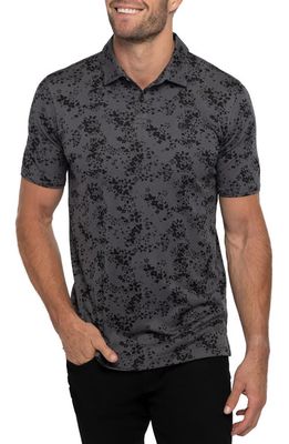 TravisMathew A Little Spice Floral Polo in Heather Forged Iron