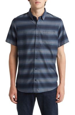 TravisMathew A Okay Stripe Short Sleeve Button-Up Shirt in Total Eclipse