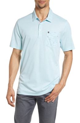 TravisMathew Bay Swim Print Cotton Blend Golf Polo in Heather Petit Four