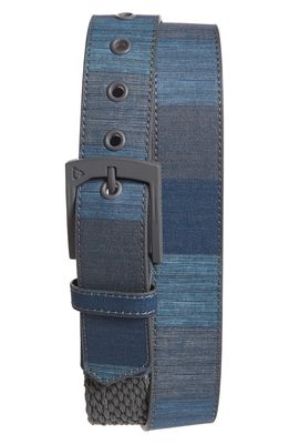 TravisMathew Dually Golf Belt in Heather Grey Pinstripe