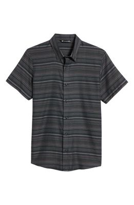 TravisMathew Final Gambit Short Sleeve Button-Up Shirt in Black