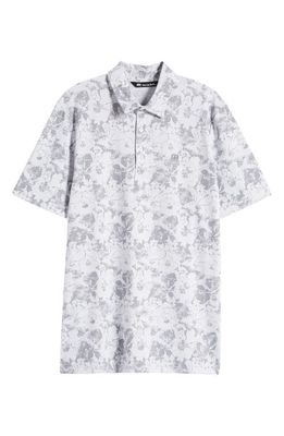 TravisMathew Private Deck Floral Short Sleeve Polo in Heather Light Grey