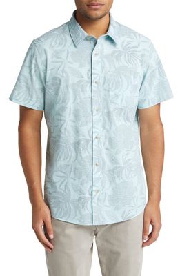 TravisMathew Rendevous Short Sleeve Button-Up Shirt in Blue Turquoise