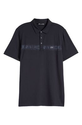 TravisMathew Thunder Roll Marbled Chest Stripe Golf Polo in Black