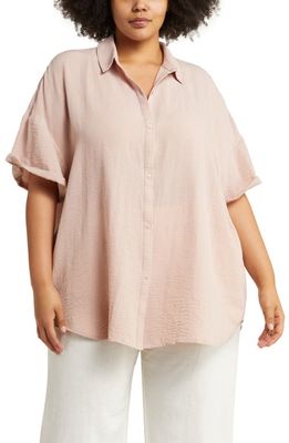 Treasure & Bond Button-Up Tunic Shirt in Pink Adobe