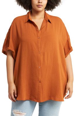 Treasure & Bond Button-Up Tunic Shirt in Rust Bisque