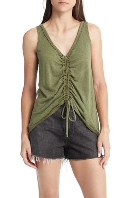 Treasure & Bond Cinched Front Knit Tank in Olive Moss